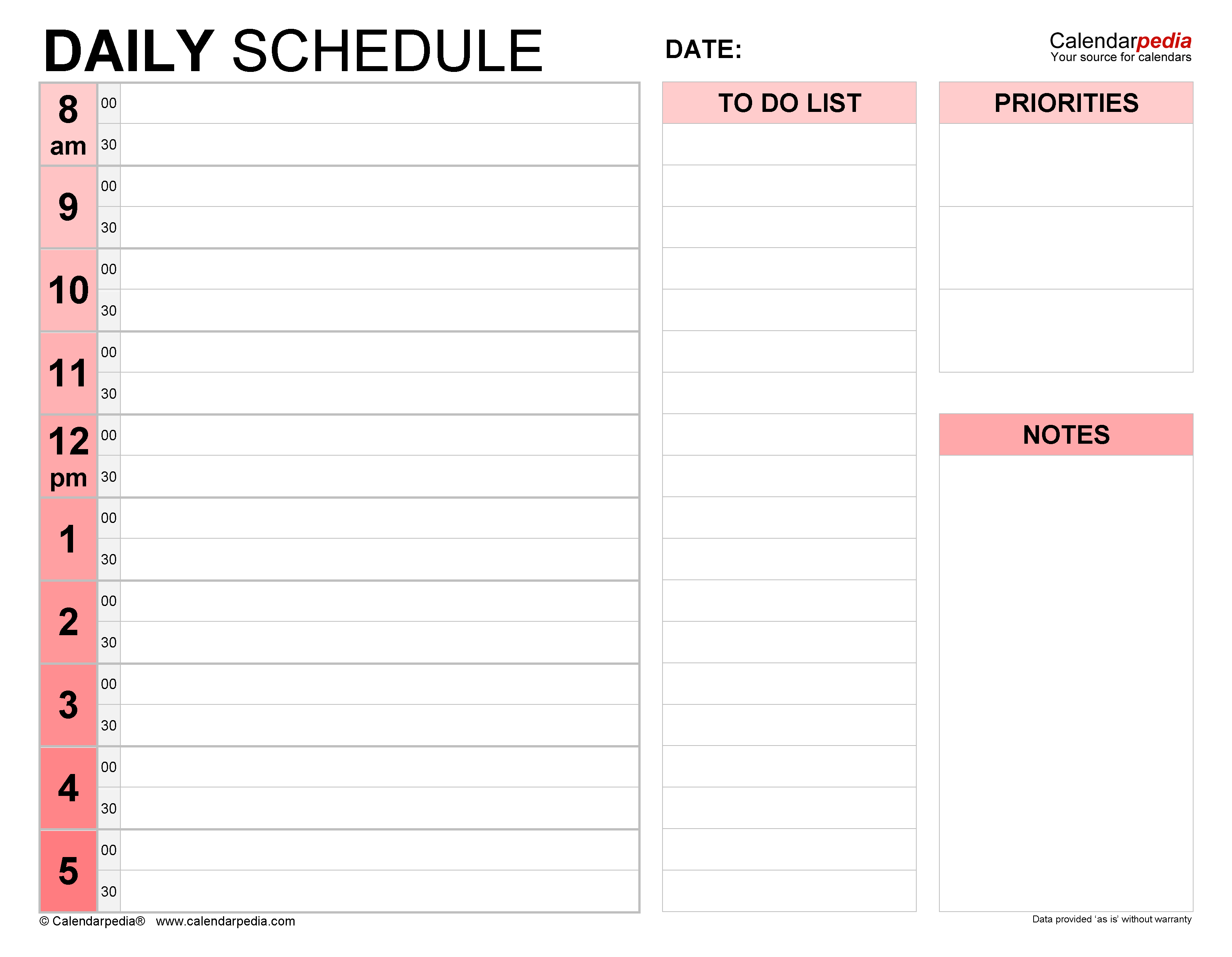 Detail Microsoft Word Daily Schedule Template Nomer 2