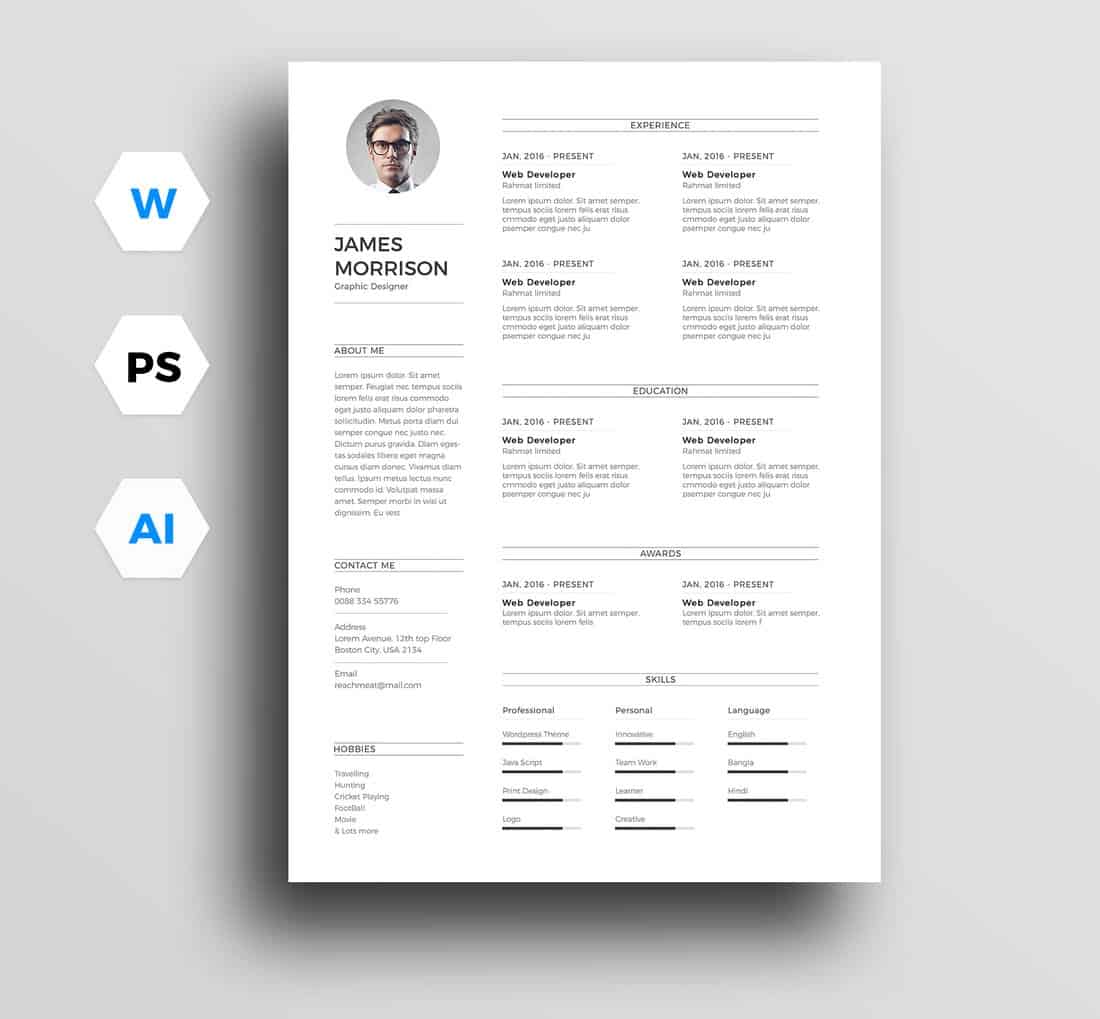 Detail Minimalist Cv Template Free Nomer 41