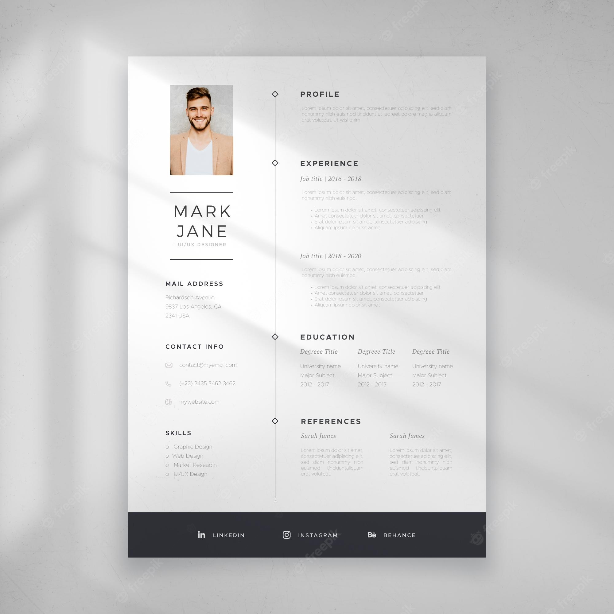 Detail Minimalist Cv Template Free Nomer 5