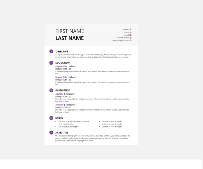 Detail Minimalist Cv Template Free Nomer 47