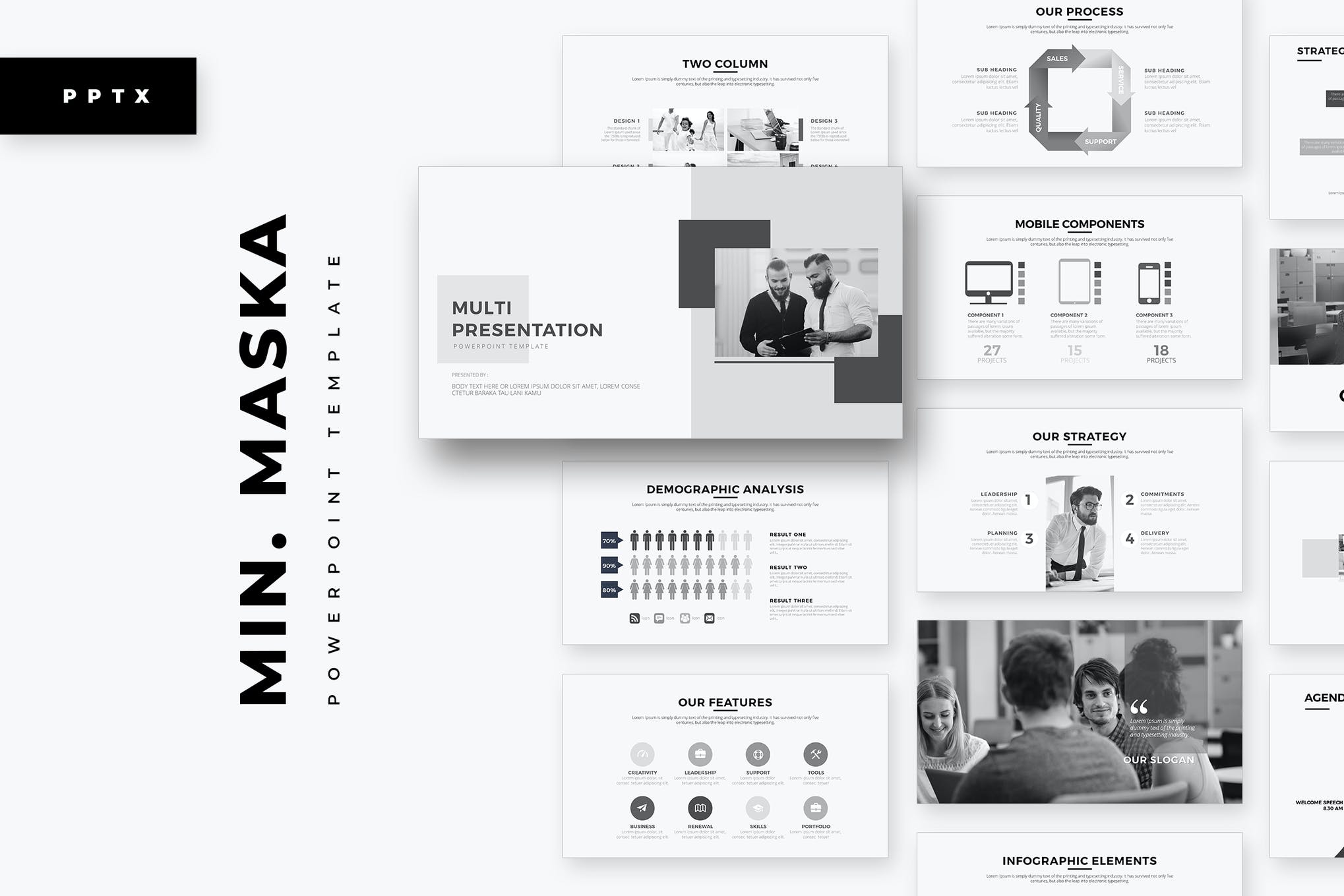 Detail Minimalist Powerpoint Template Nomer 11