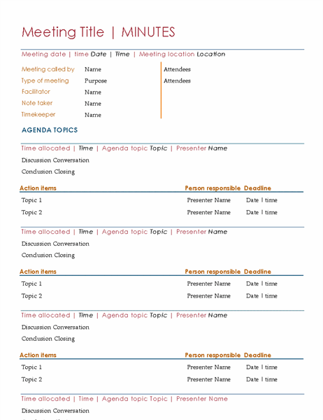 Detail Minutes Of Meeting Template With Action Items Nomer 2