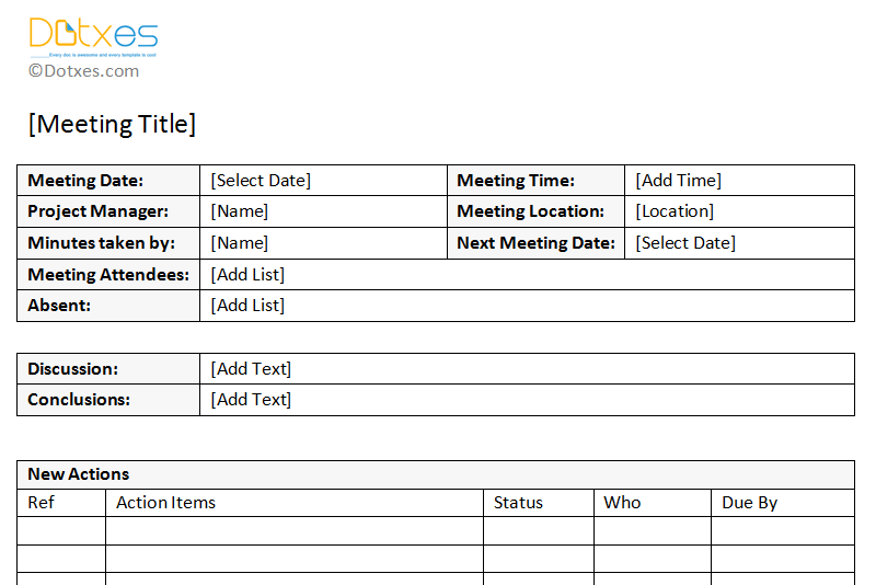 Detail Minutes Of Meeting Template With Action Items Nomer 3