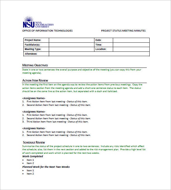 Detail Minutes Of Meeting Template With Action Items Nomer 22