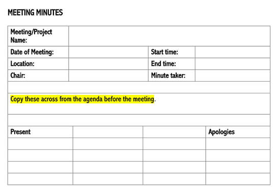 Detail Minutes Of Meeting Template With Action Items Nomer 26