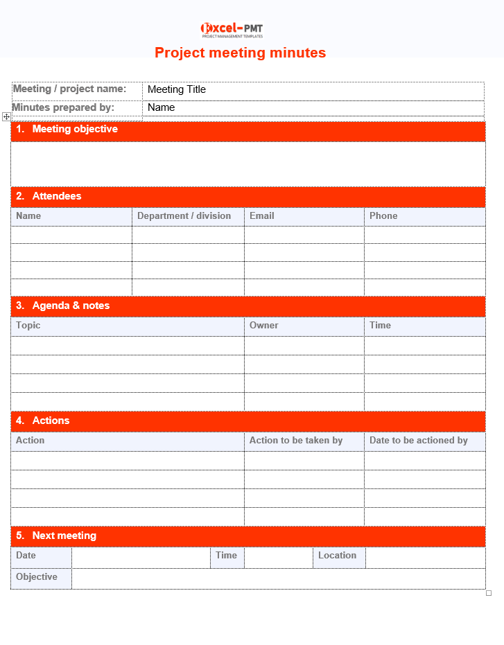 Detail Minutes Of Meeting Template With Action Items Nomer 27