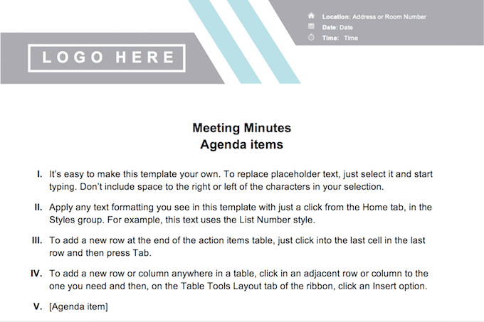 Detail Minutes Of Meeting Template With Action Items Nomer 29