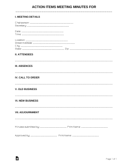 Detail Minutes Of Meeting Template With Action Items Nomer 35