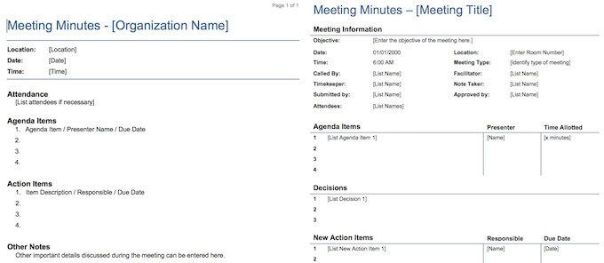 Detail Minutes Of Meeting Template With Action Items Nomer 36