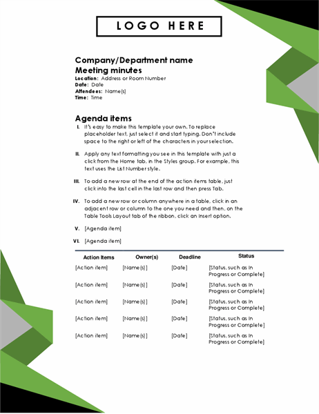 Detail Minutes Of Meeting Template With Action Items Nomer 40