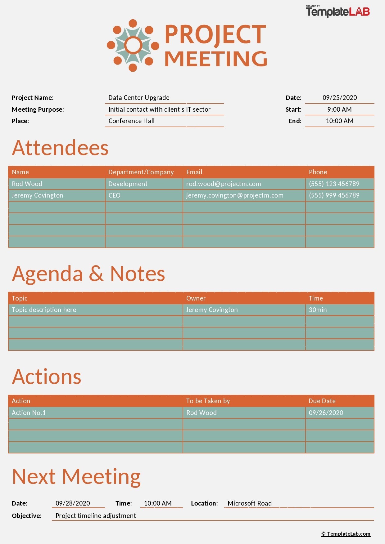 Detail Minutes Of Meeting Template With Action Items Nomer 45