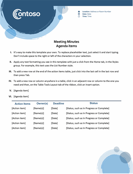 Detail Minutes Of Meeting Template With Action Items Nomer 6