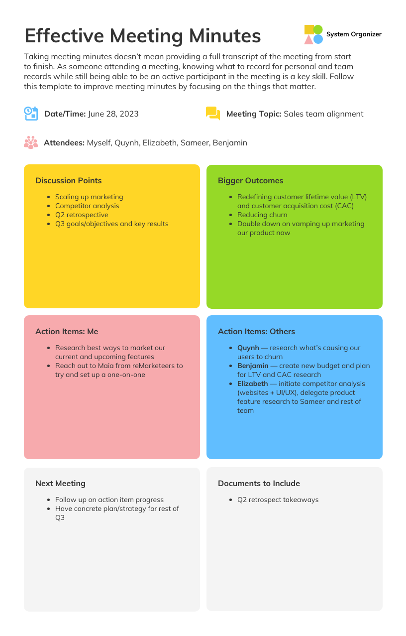 Detail Minutes Of Meeting Template With Action Items Nomer 51