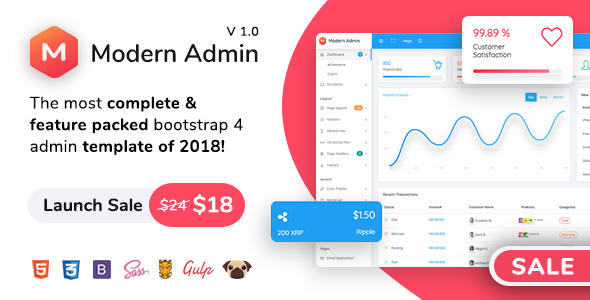 Detail Modern Admin Clean Bootstrap 4 Dashboard Html Template Nomer 6