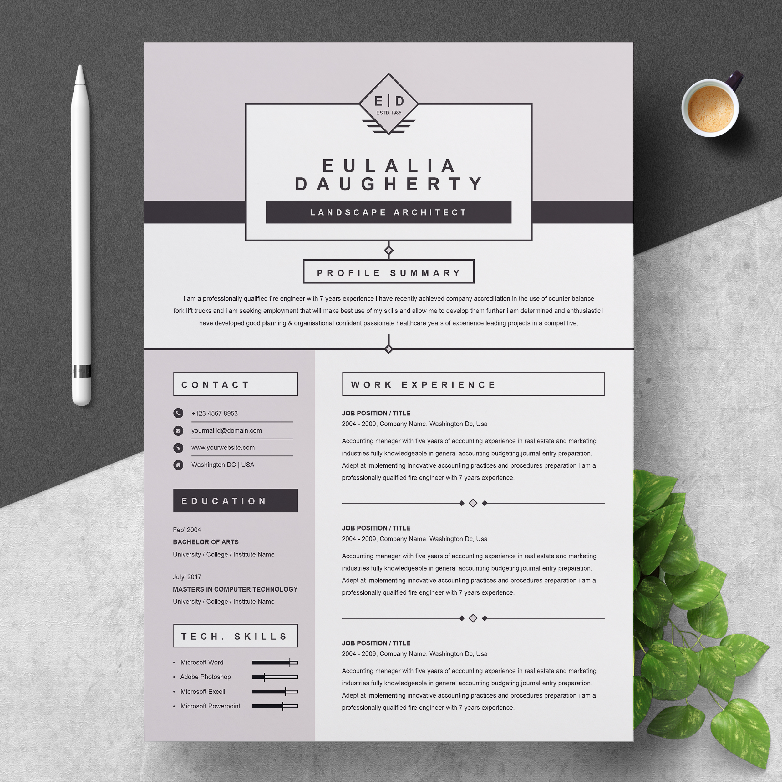 Detail Modern Cv Template Free Nomer 12
