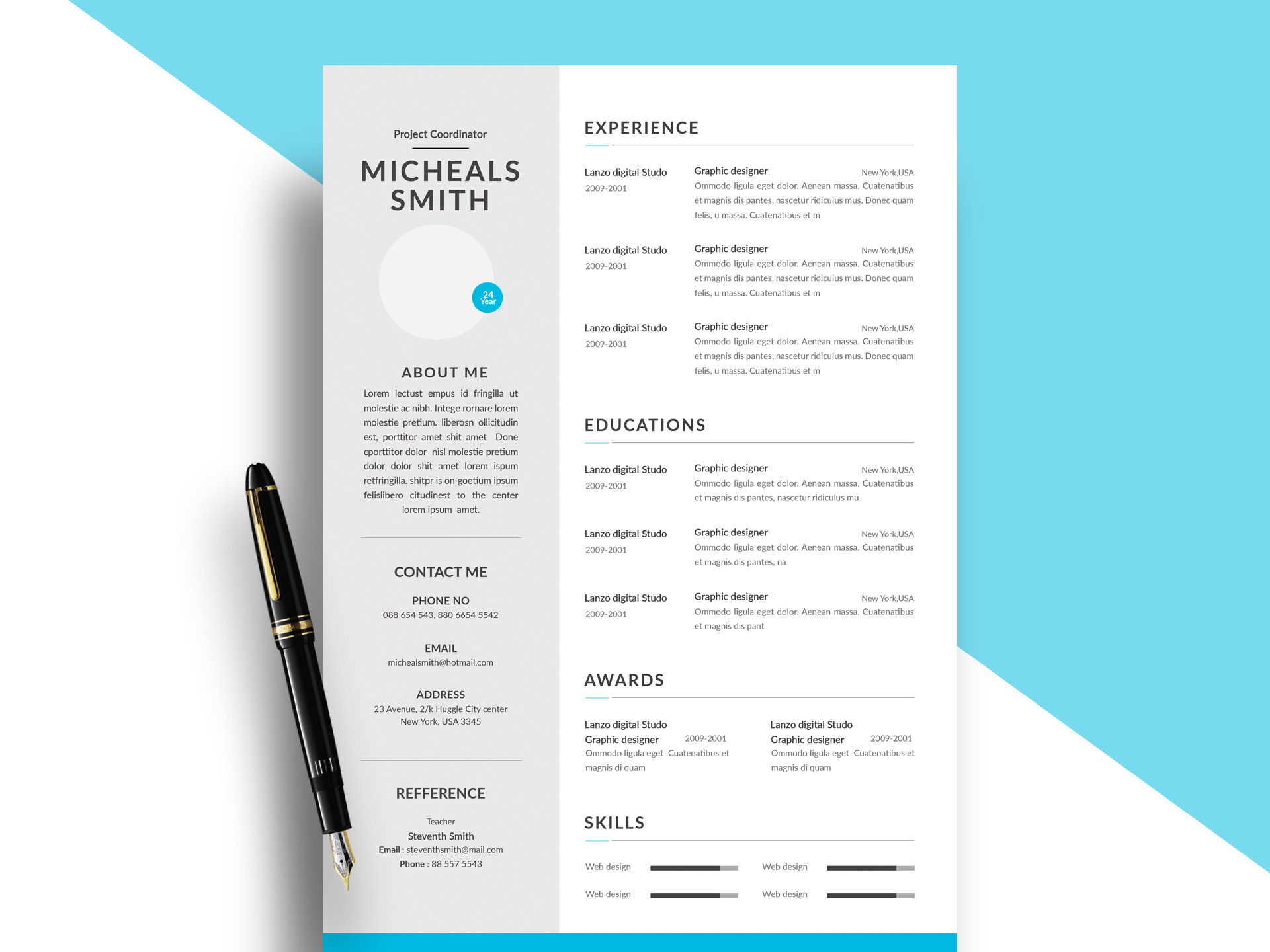 Detail Modern Cv Template Free Nomer 15