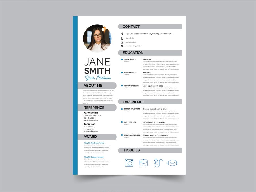 Detail Modern Cv Template Free Nomer 2