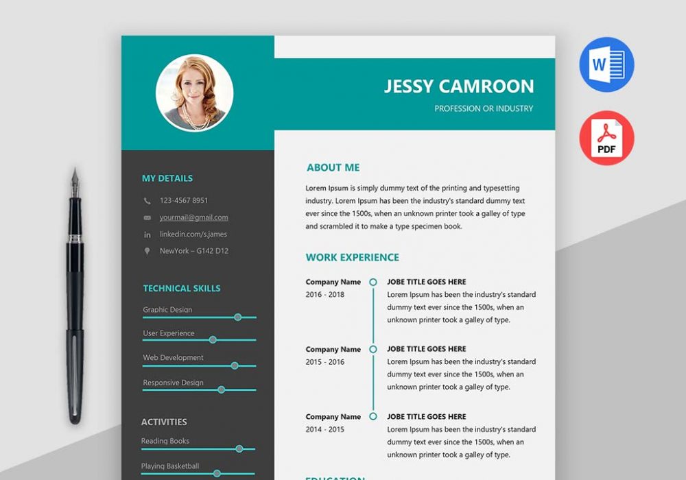 Detail Modern Cv Template Free Nomer 24