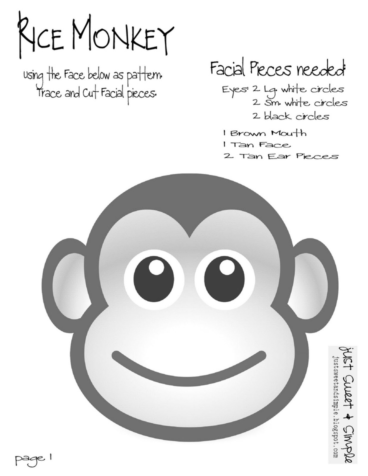 Detail Monkey Face Template Nomer 22