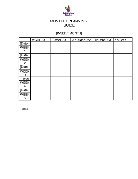 Detail Monthly Lesson Plan Template Word Nomer 2