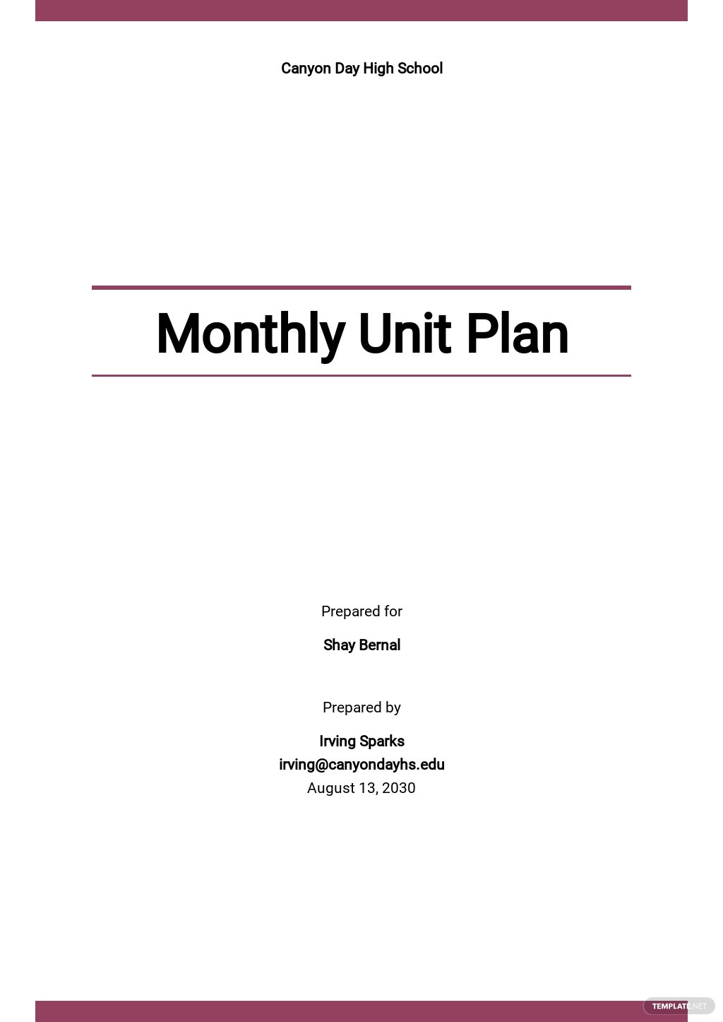 Detail Monthly Lesson Plan Template Word Nomer 50