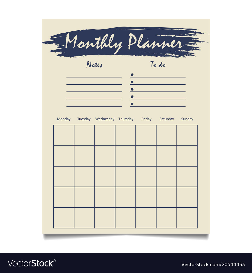 Detail Monthly Planner Template Nomer 37