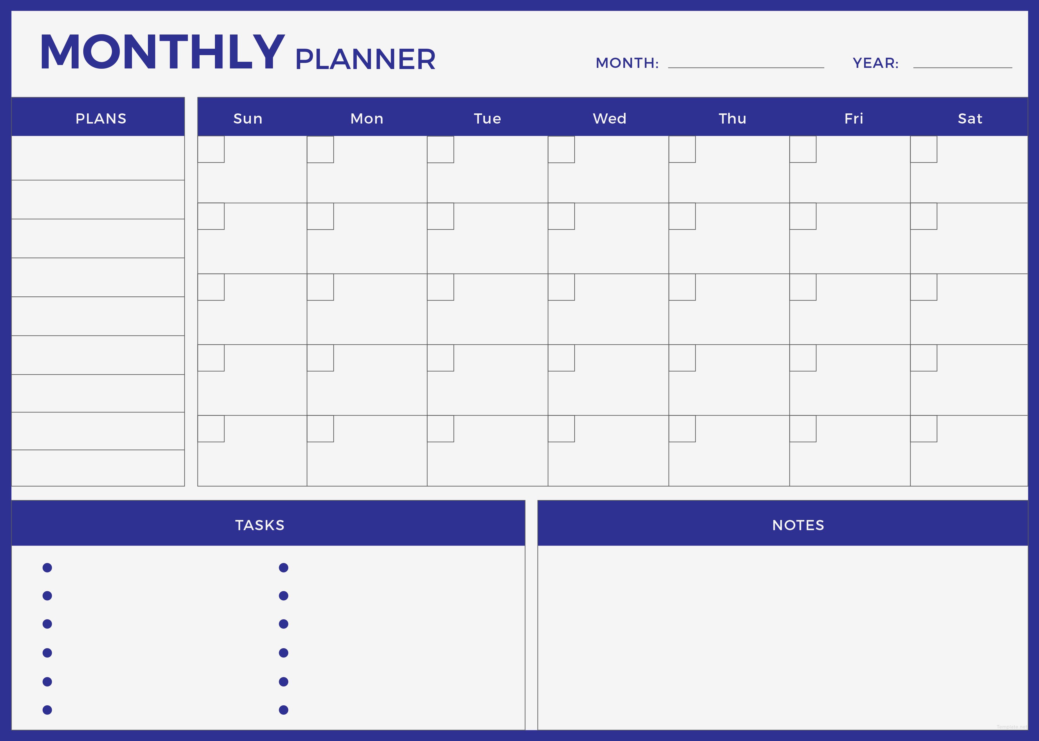 Detail Monthly Planner Template Nomer 45