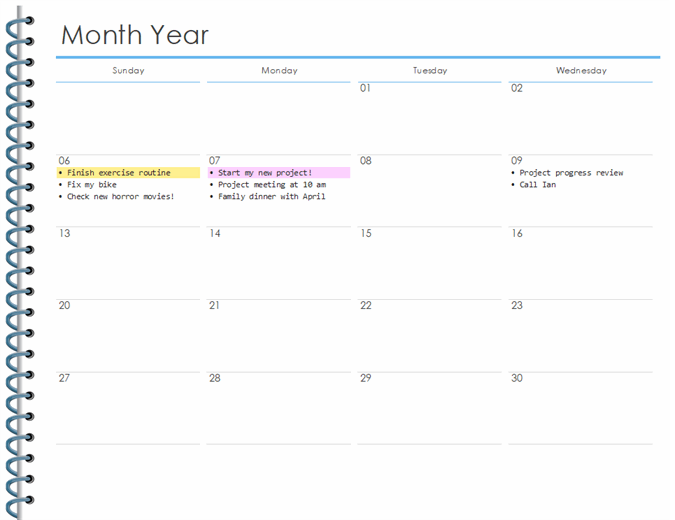 Detail Monthly Planner Template Excel Nomer 6