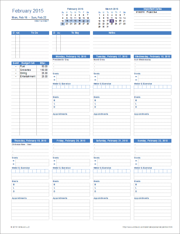 Detail Monthly Planner Template Excel Nomer 53