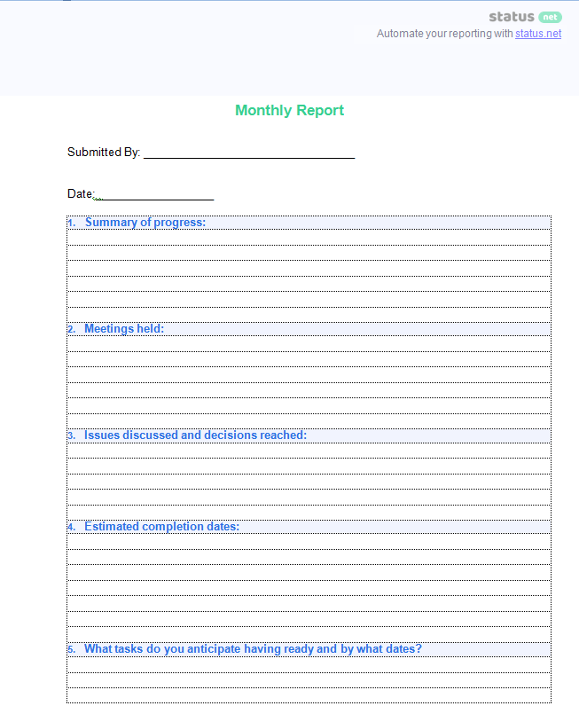 Detail Monthly Report Template Nomer 19