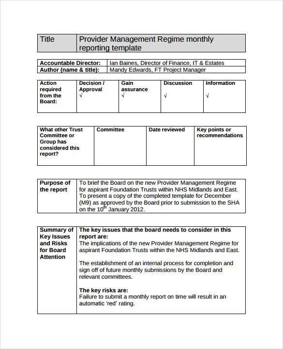 Detail Monthly Report Template Nomer 22