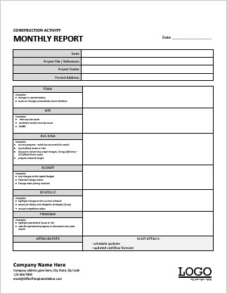 Detail Monthly Report Template Nomer 35
