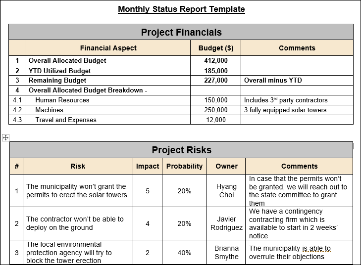 Detail Monthly Report Template Nomer 5