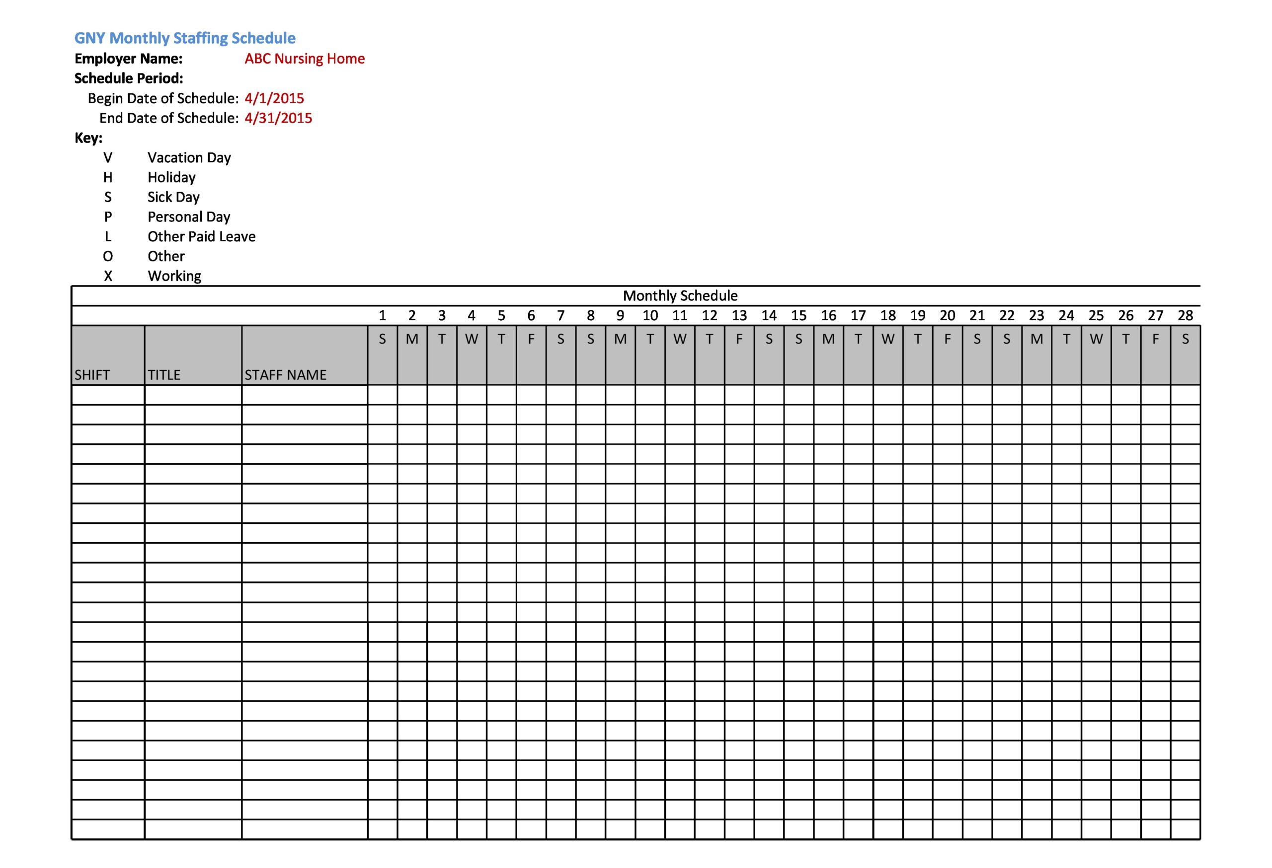 Detail Monthly Shift Schedule Template Excel Free Nomer 12