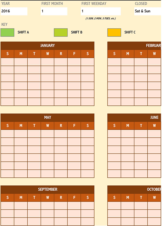 Detail Monthly Shift Schedule Template Excel Free Nomer 29