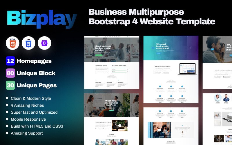 Detail Multipurpose Bootstrap 4 Template Nomer 7