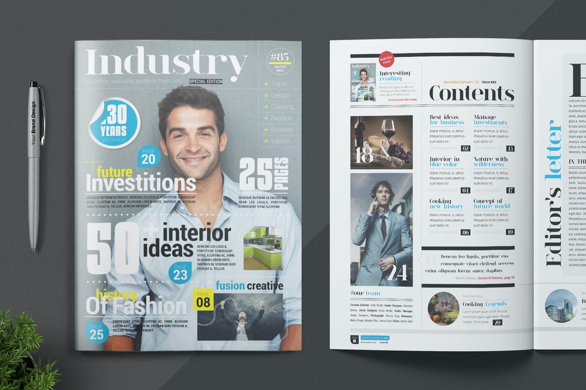 Detail Multipurpose Indesign Magazine Template Nomer 17