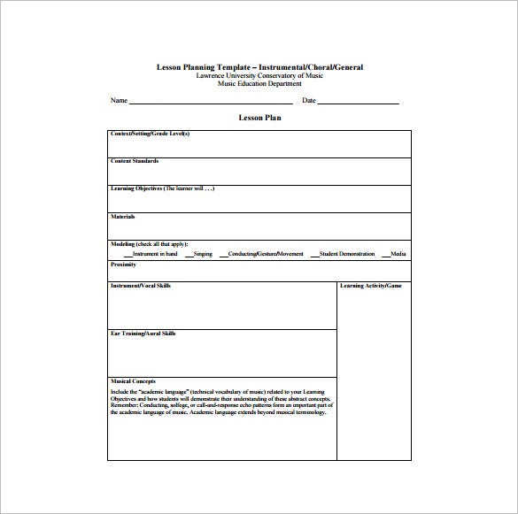 Detail Music Education Lesson Plan Template Nomer 4