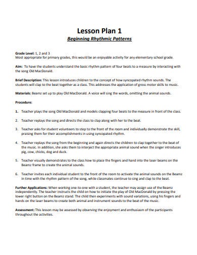 Detail Music Education Lesson Plan Template Nomer 47