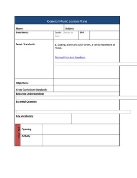 Detail Music Education Lesson Plan Template Nomer 9