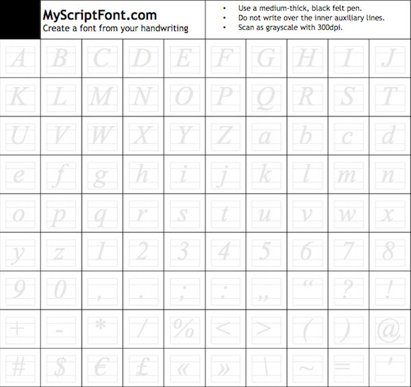 Detail My Script Font Template Nomer 2