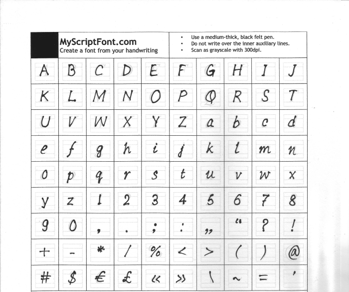 Detail My Script Font Template Nomer 3