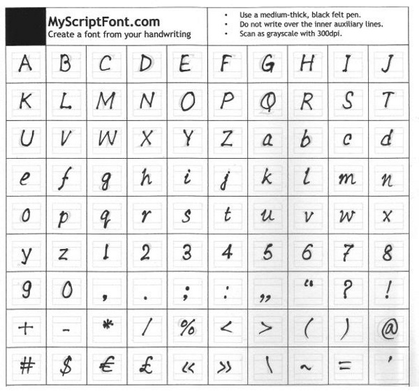Detail My Script Font Template Nomer 6
