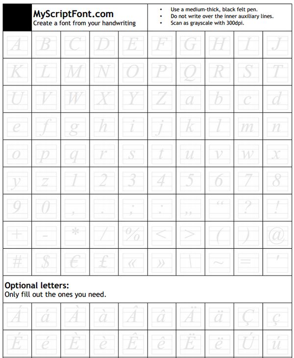 Detail My Script Font Template Nomer 8
