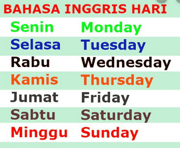 Nama Nama Hari Pake Bahasa Inggris - KibrisPDR