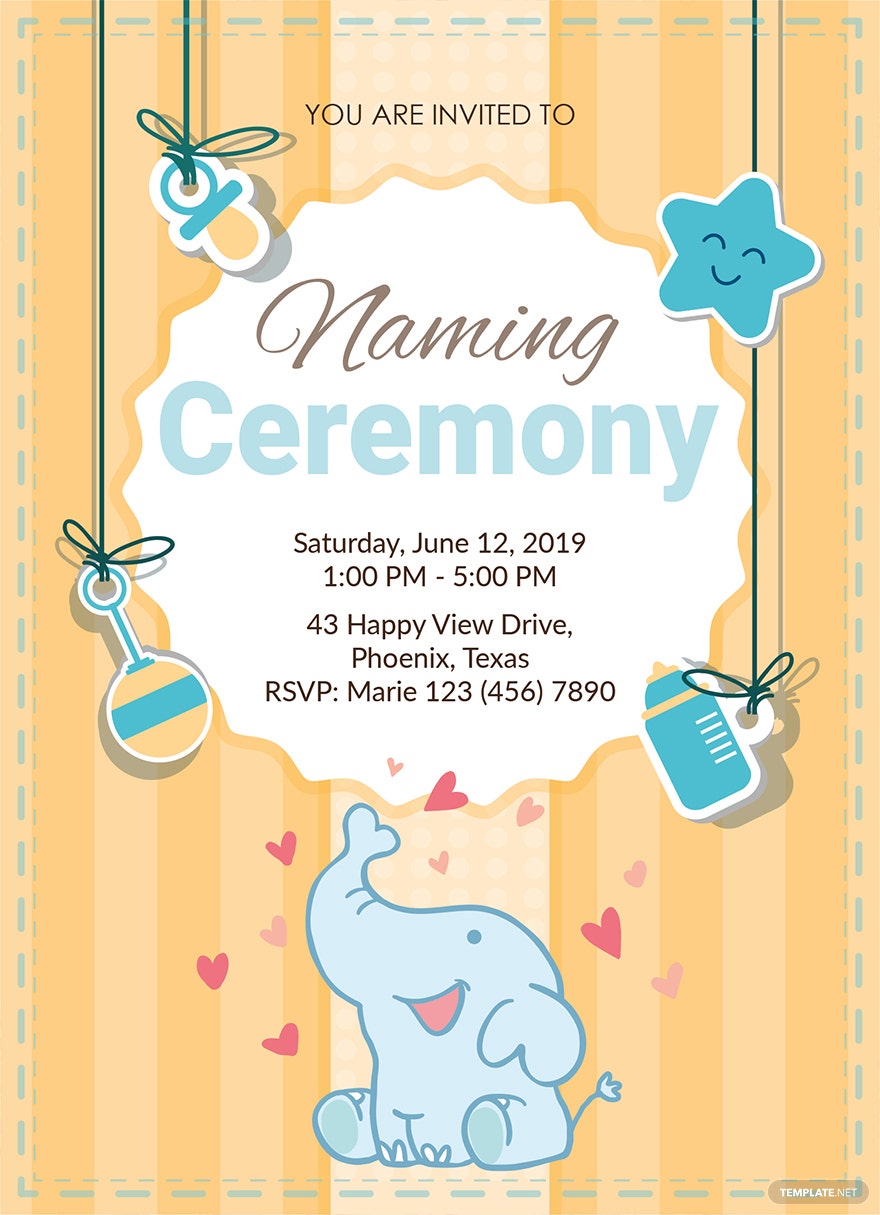 Naming Ceremony Invitation Card Template Free Download - KibrisPDR
