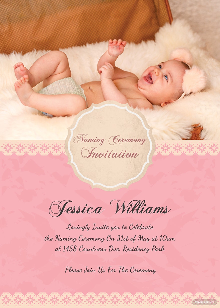 Detail Naming Ceremony Invitation Card Template Free Download Nomer 2