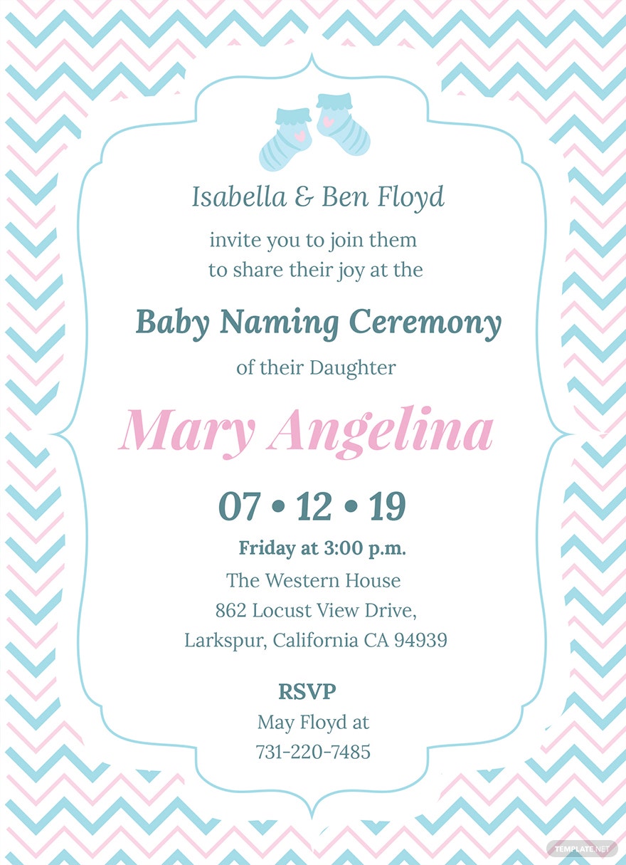 Detail Naming Ceremony Invitation Card Template Free Download Nomer 23