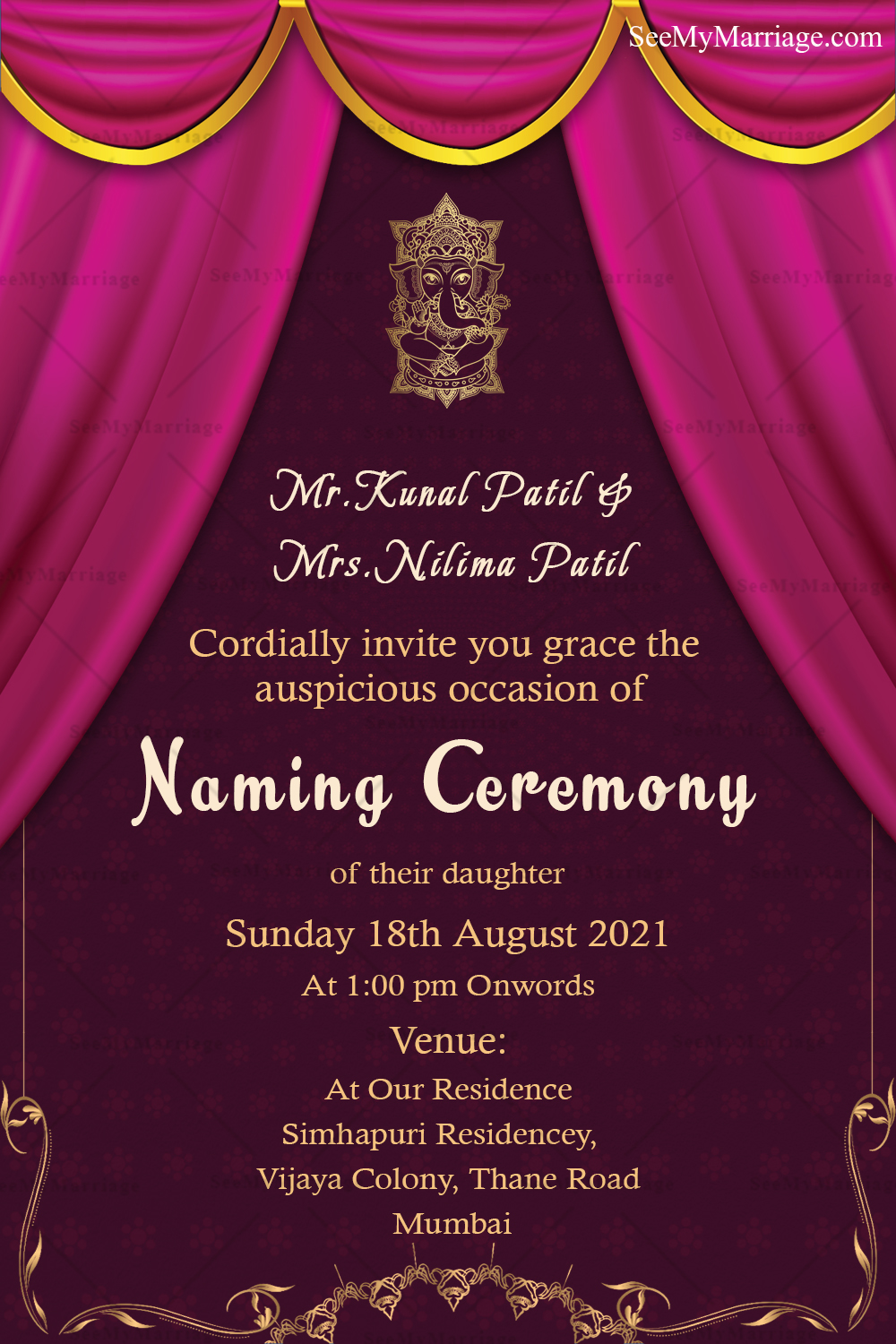 Detail Naming Ceremony Invitation Card Template Free Download Nomer 39