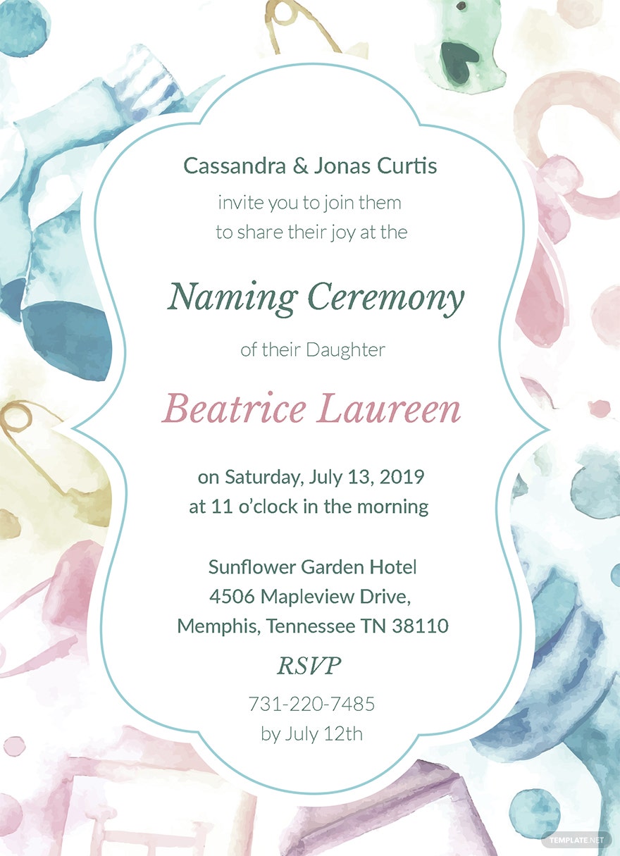 Detail Naming Ceremony Invitation Card Template Free Download Nomer 48